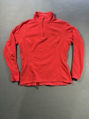 The North Face Womens Medium Red Quarter Zip Fleece Pullover Long Sleeve